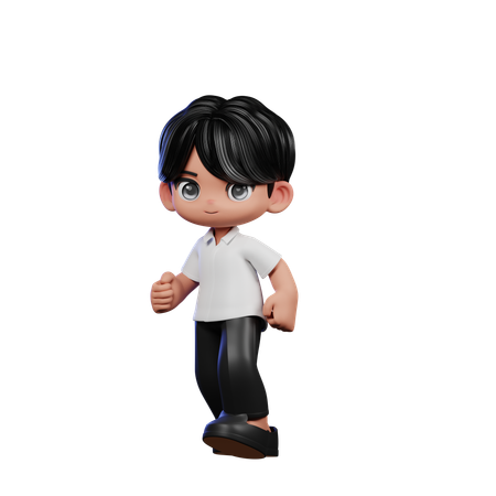 Cute Boy Giving Walking Pose  3D Illustration