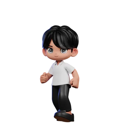 Cute Boy Giving Walking Pose  3D Illustration