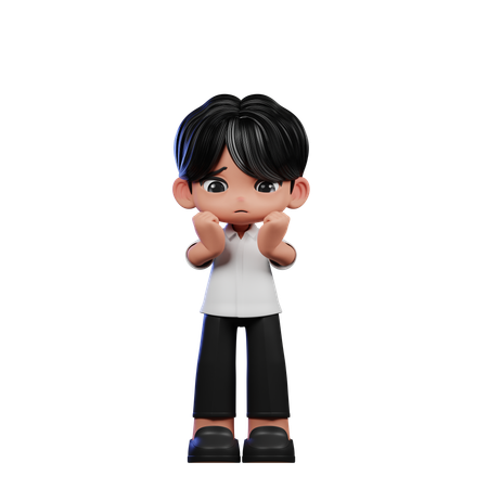 Cute Boy Giving Worried Pose  3D Illustration