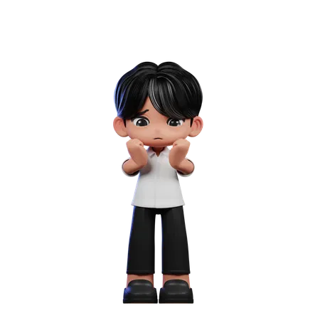 Cute Boy Giving Worried Pose  3D Illustration