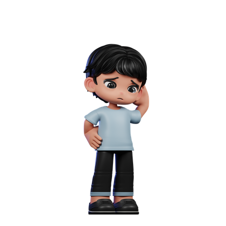 Cute Boy Giving Worry Pose  3D Illustration