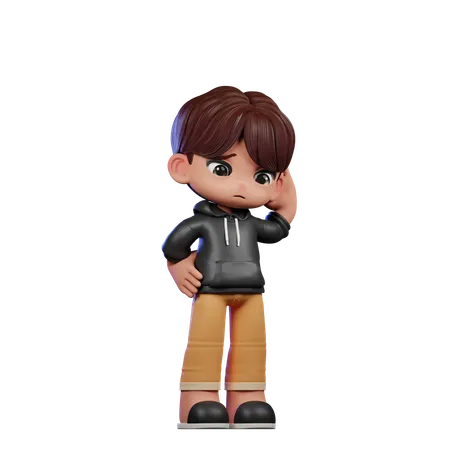 Cute Boy Giving Worry Pose  3D Illustration