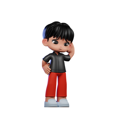 Cute Boy Giving Worry Pose  3D Illustration