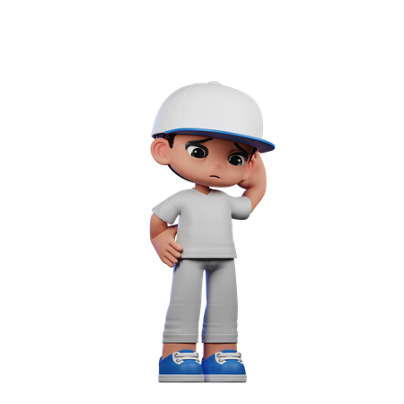 Cute Boy Giving Worry Pose  3D Illustration