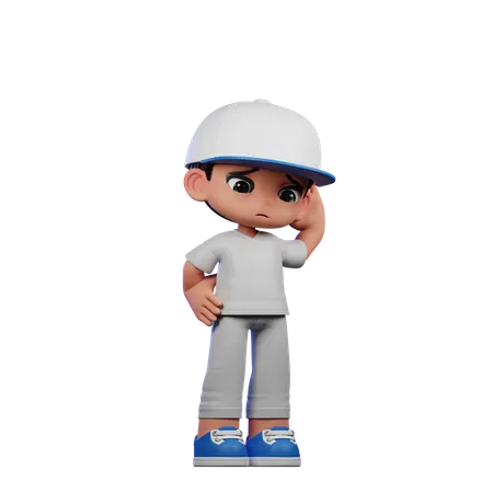 Cute Boy Giving Worry Pose  3D Illustration