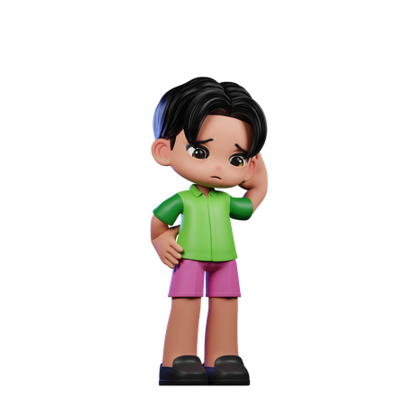 Cute Boy Giving Worry Pose  3D Illustration