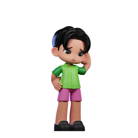 Cute Boy Giving Worry Pose  3D Illustration