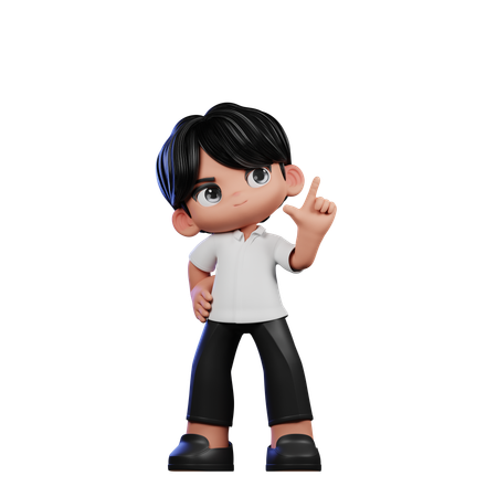 Cute Boy Having Idea Pose  3D Illustration