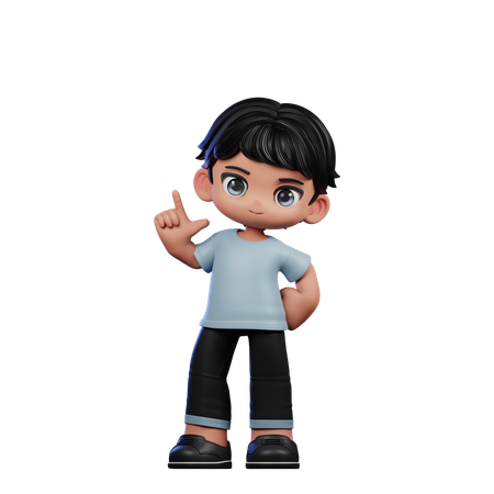 Cute Boy Poting Up  3D Illustration