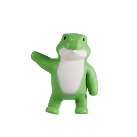 Cute Crocodile Say Hello  3D Illustration