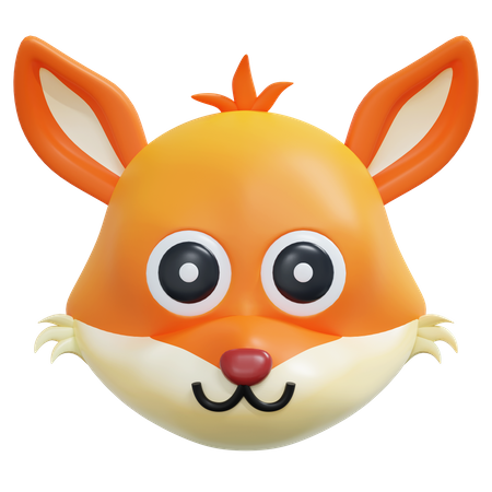 Cute Face Fox Emoticon  3D Icon