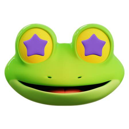 Cute Frog Star Emoticon  3D Icon