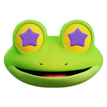 Cute Frog Star Emoticon  3D Icon