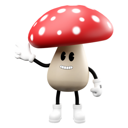 Cute Mushroom pointing hand in left side  3D Emoji