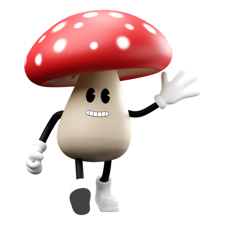 Cute Mushroom with greeting gesture  3D Emoji