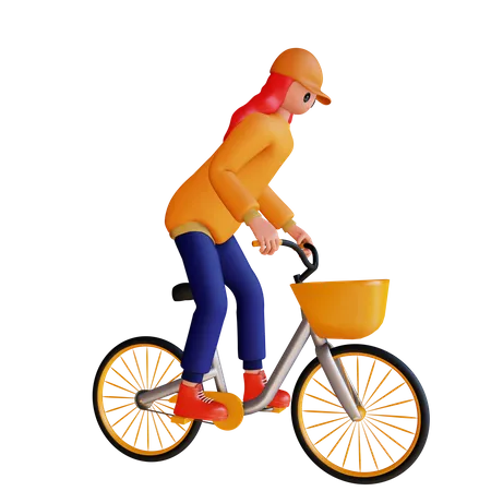 Fille faisant du vélo  3D Illustration