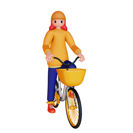 Fille faisant du vélo  3D Illustration