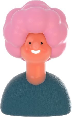 Dama con rizos de pelo rosa  3D Illustration