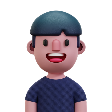 Dark Blue Shirt Man  3D Icon