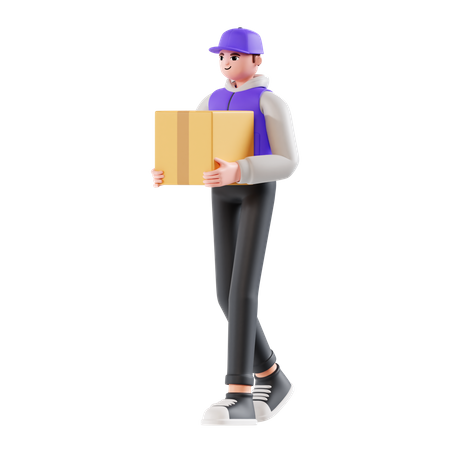 Delivery man carrying a shipment  3D Illustration