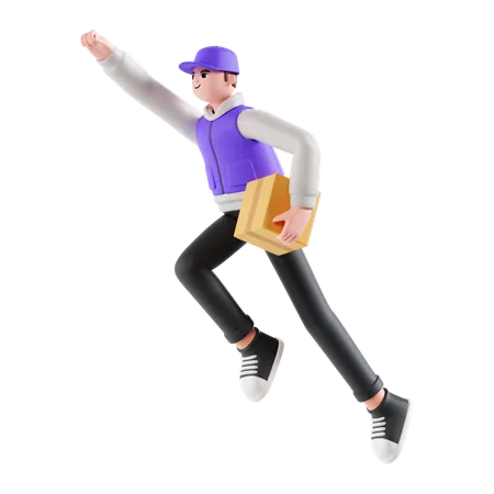 Delivery Man Flying  3D Illustration