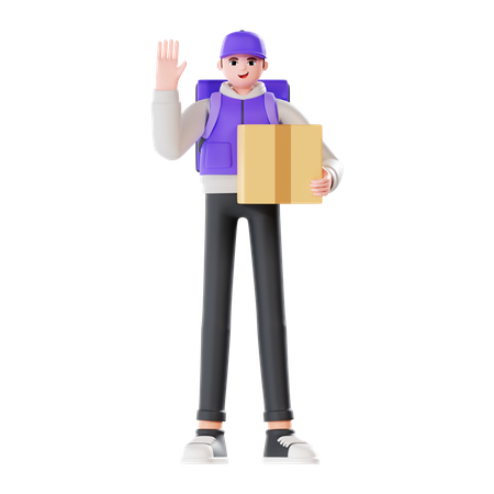 Delivery man holding a customer's goods  3D Illustration