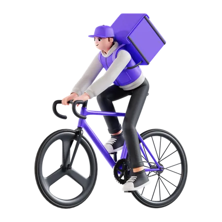 Delivery man riding bike  3D Illustration