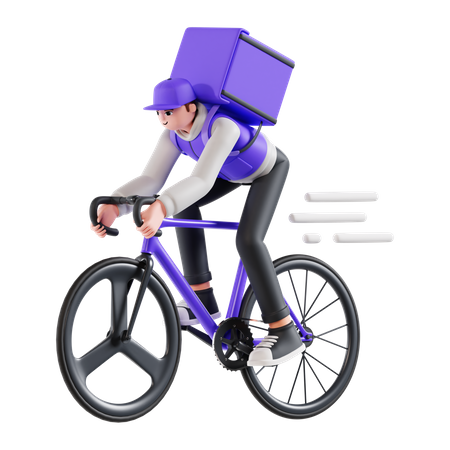 Delivery man riding cycle  3D Illustration