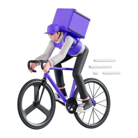 Delivery man riding cycle  3D Illustration