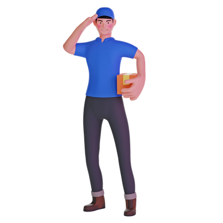 Delivery man saluting  3D Illustration