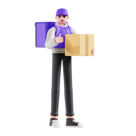 Delivery Man showing thumbs up  3D Illustration