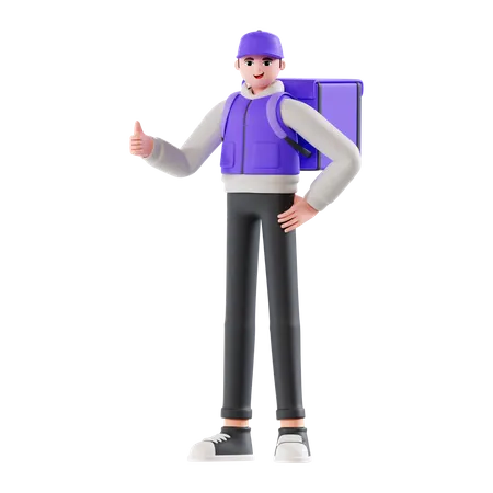 Delivery Man showing thumbs up  3D Illustration