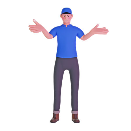 Delivery man standing  3D Illustration