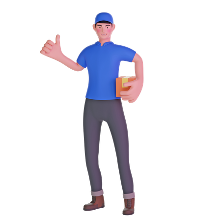 Delivery man thumbs up  3D Illustration