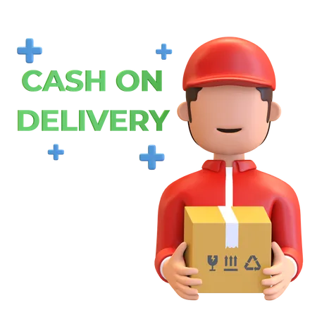 Delivery man with COD parcel  3D Illustration