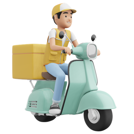 Deliveryman with Box  3D Illustration