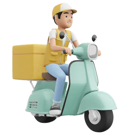 Deliveryman with Box  3D Illustration