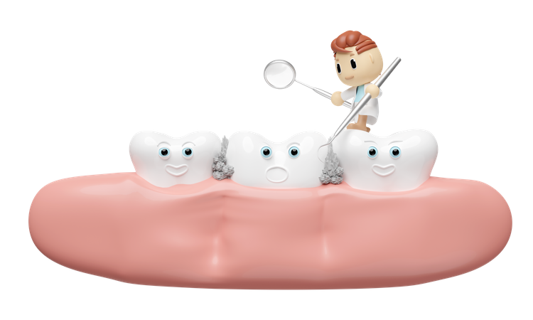 Dentista con diente  3D Illustration