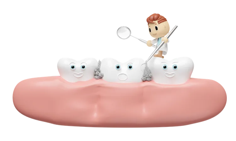 Dentista con diente  3D Illustration