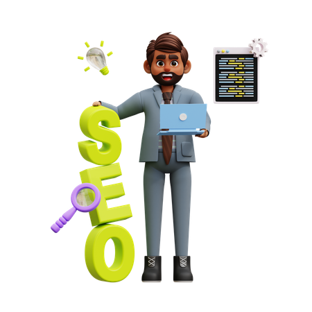 Desenvolvedor de SEO masculino  3D Illustration