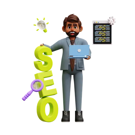 Desenvolvedor de SEO masculino  3D Illustration