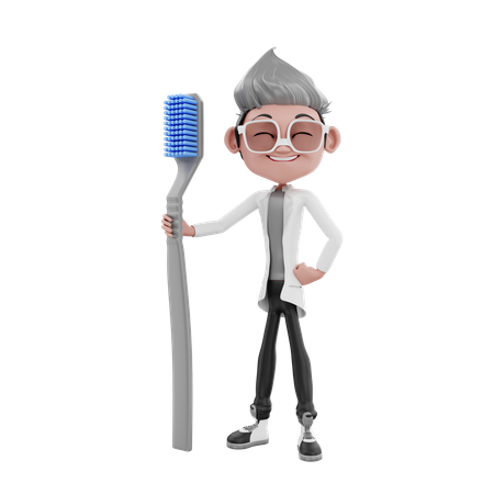 Desist doctor holding toothbrush  3D Illustration