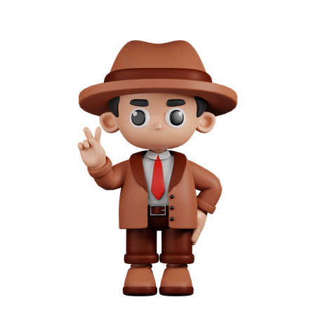 Detective mostrando el signo de la paz  3D Illustration