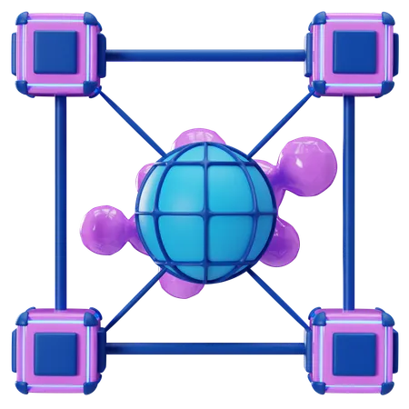 Dezentrales Blockchain-Netzwerkkonzept  3D Illustration