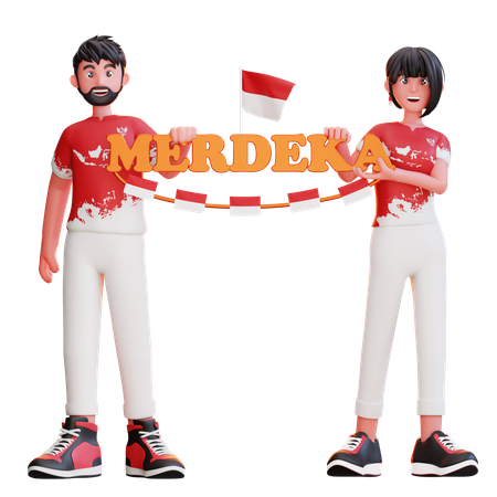 Día de la Independencia de Indonesia  3D Illustration