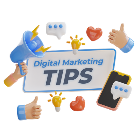 Digital marketing tips  3D Illustration