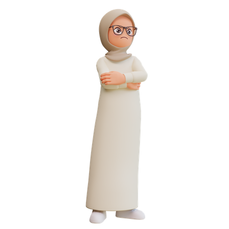 Disappointed Muslim Girl  3D Illustration