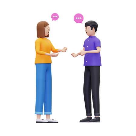 Diskussion zwischen Mann und Frau  3D Illustration