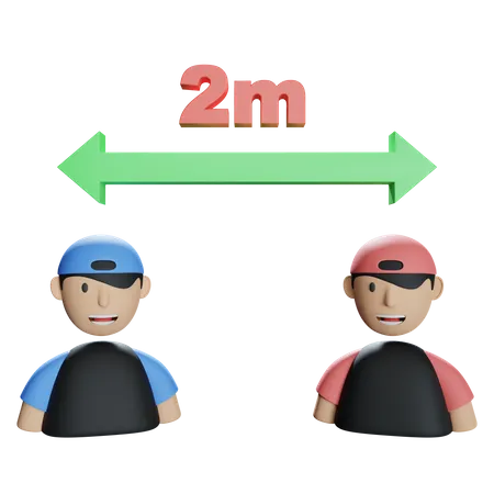 Distance sociale de deux mètres  3D Illustration