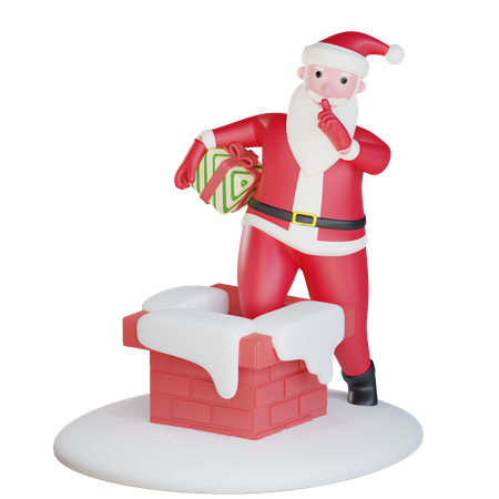 Distribuição de presentes pelo Papai Noel  3D Illustration